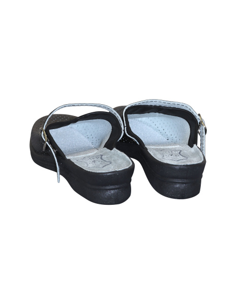 Сабо женские , нат. кожа, ПВХ, чёрные 