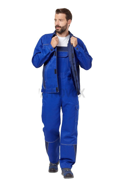 Костюм рабочий мужской летний "Страйк 2", куртка, п/к, василек/темно-синий