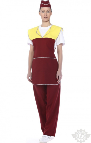 Комплект "Людмила" (фартук + пилотка) бордо