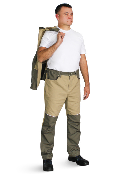 Костюм "ДРИМ" куртка+брюки, тк. смесовая (60% хлопок, 40% п/э), плотность 270 г/м2, цв. беж/олива