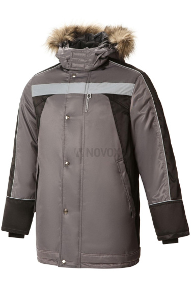 Куртка "Ямал" зимняя ткань "Textor" с СВП (СОП), серый/черный