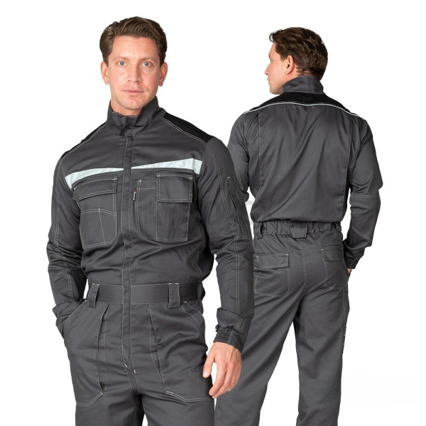 Комбинезон мужской летний "Профессионал" тёмно-серый/чёрный