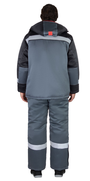 Костюм зимний "Профиль" куртка, п/к, т.серый с черным и крас. отд. и СОП 50 мм