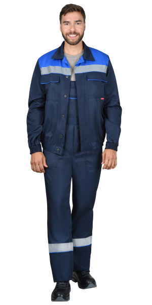 Костюм "МАСТЕР-РОСС" куртка кор., п/к, тёмно-синий с васильковым и СОП