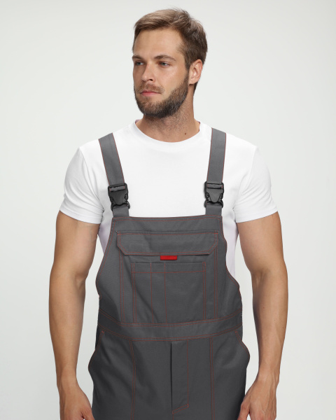 Костюм Строй-2 CH МВО (тк.Смесовая,280) п/к, т.серый/красный/черный