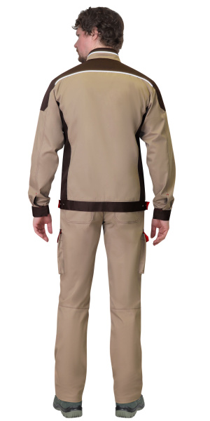 Куртка "ДЖЕТ БРАУН" кор., песочный/ т.коричневый, тк. мех. стрейч с ВО (ЧЗ)