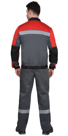 Костюм "Лигор-2" куртка кор., брюки т.серый с красным и черным, СОП 50 мм (ЧЗ)