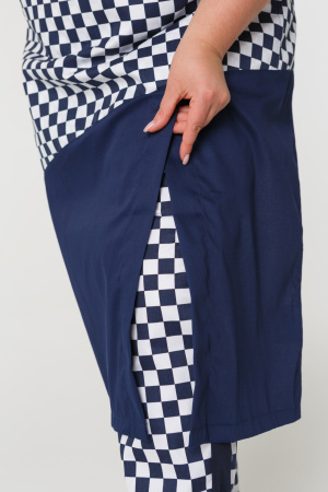 Фартук РИСТРЕТТО ШЕФ с нагрудником удлиненный т.синий/клетка крупная