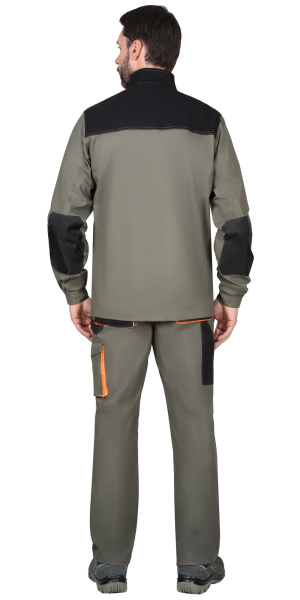 Костюм "МАНХЕТТЕН" куртка (чз), брюки оливковый с оранжевым и чер. тк. мех. стрейч пл 260 г/к