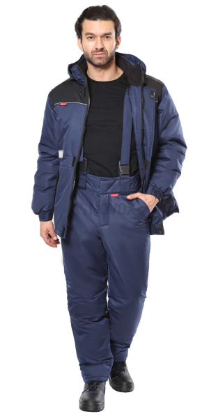 Костюм "КОМФОРТ" зимний, куртка, брюки, синий с чёрным
