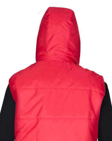 Жилет "ИМИДЖ" красный, на подкладке флис, с капюшоном