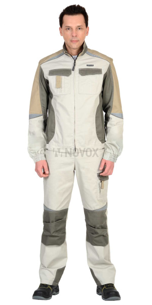 Куртка "КАСПИЙ", молочный с оливой и песочным, СОП, тк.Rodos