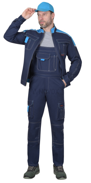 Костюм ДЖЕТ куртка (чз), полукомбинезон синий с голубым тк. мех. стрейч с ВО