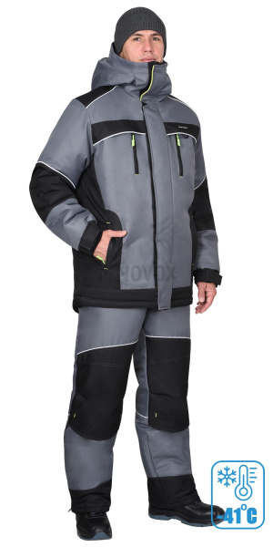 Костюм "АРКТИКА" зимний, куртка дл., брюки, средне-серый с черным