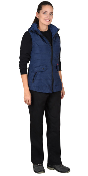 Жилет утепленный с капюшоном УЛЬТРА, т.синий подкладка флис