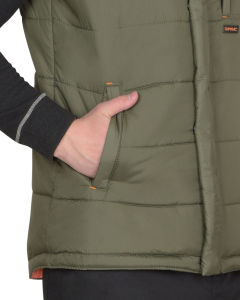 Жилет утепленный с капюшоном ЗОДИАК хаки на подкладке