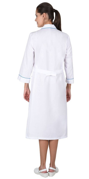 Халат "НИКА" женский белый с бирюзовым