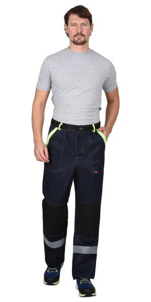 Костюм ПРОФИЛЬ куртка, брюки, т. синий с лимонным и черной отделкой, СОП