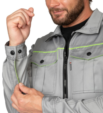 Куртка мужская "Эко-Босс" светло-серая/лимонная