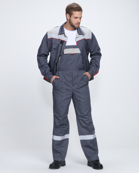 Костюм Фаворит-2 Премиум СОП UZ (тк.Смесовая,240) п/к, т.серый/серый/красный