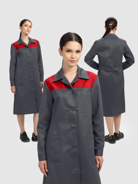 Халат женский Легион (тк.Смесовая,210), т.серый/красный