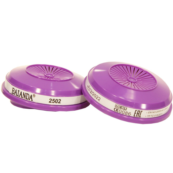 Фильтр в защитном корпусе для защиты от твердых и жидких частиц BAIANDA 2502 P3R РОЗ (2 шт.)