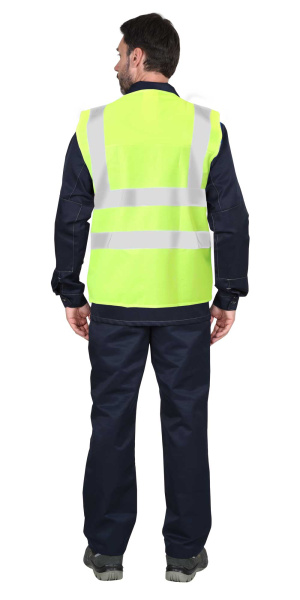 Жилет сигнальный кл.2, 4 СОП (трик.120 гр/м2, карманы) лимонный (ЧЗ)