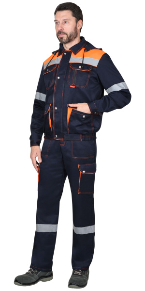 Костюм "ТИТАН" куртка, п/к,, т.синий с оранж. СОП