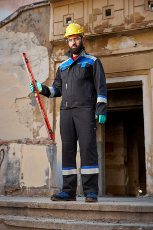 Костюм Бостон (тк.Саржа,320) п/к, т.синий/васильковый