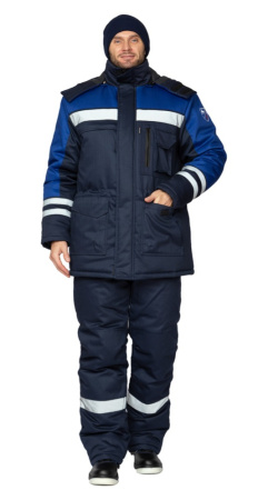 Куртка антистатическая мужская утеплённая "Антистат" тёмно-синий/василёк