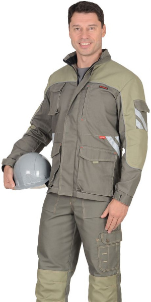 Куртка длинная "ВЕСТ-ВОРК" т.оливковый со св.оливковым пл. 275 г/кв.м (ЧЗ)