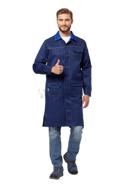 Халат рабочий мужской летний/демисезонный "Страйк" цвет василек/темно-синий