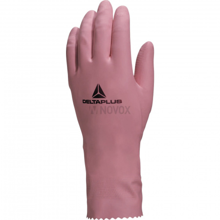 Перчатки DeltaPlus™ VE210 латексные хозяйственные с ворсом ZEPHIR розовые