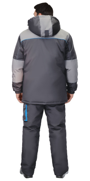 Костюм ДВИН зимний, куртка удл., п/к т.серый со ср.серым и голубой отделкой