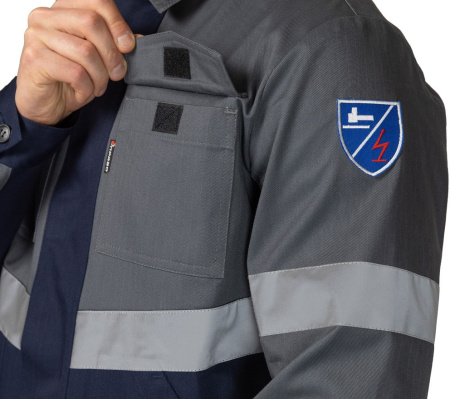 Костюм антистатический мужской "Вираж-Антистат М" тёмно-синий/тёмно-серый (куртка и брюки)