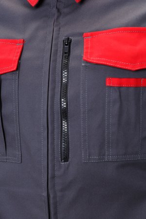 Костюм "STATUS" NEW (Статус), куртка, брюки, графит красный, красные наколенники