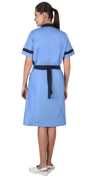 Халат "КЛАССИКА" женский голубой с темно-синим