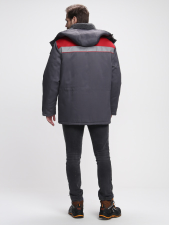 Куртка зимняя Бригада NEW (тк.Смесовая,210), т.серый/красный