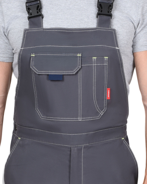 Полукомбинезон "ДЖЕТ", тк. мех. стрейч с ВО, т.серый с синим 