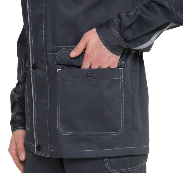 Куртка мужская летняя "Эко-Труд" тёмно-серый/чёрный/светло-серый, СОП