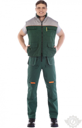 Жилет "Профессионал" зимний зеленый-светло-серый