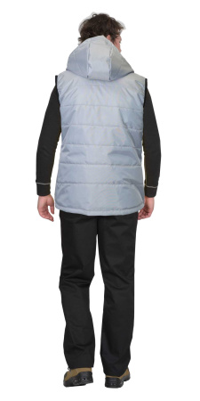 Жилет утепленный с капюшоном ЗОДИАК светло-серый на подкладке