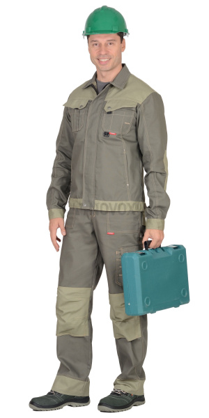 Куртка короткая "ВЕСТ-ВОРК" т.оливковый со св.оливковым пл. 275 г/кв.м (ЧЗ)