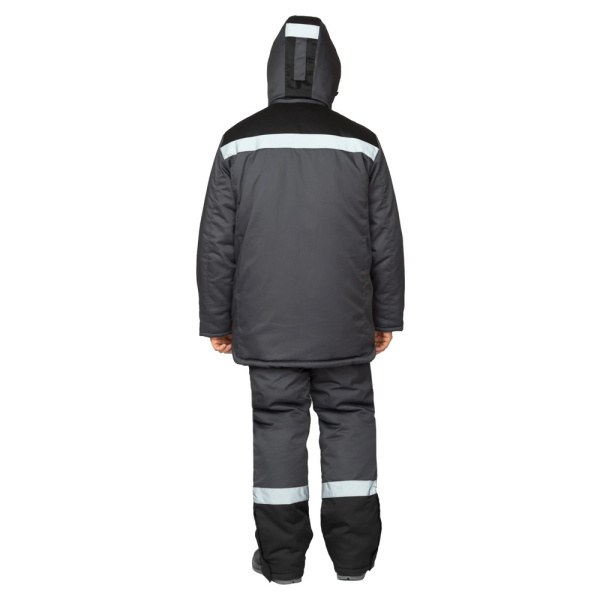 Костюм мужской утеплённый "Профессионал 2 Ультра" тёмно-серый/чёрный (куртка и полукомбинезон)