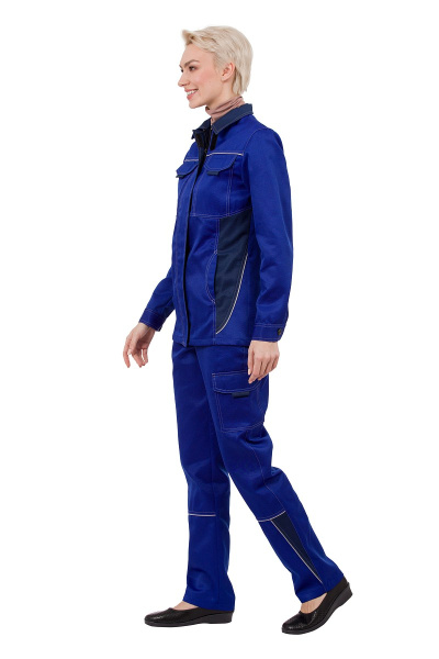 Костюм женский "Страйк", куртка, брюки, цвет василек/темно-синий