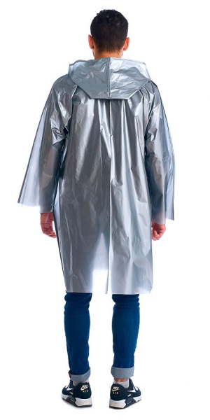 Плащ-дождевик "Люкс" на липучке ПВД 80 мкр. серебро, пропаянные швы (х50)