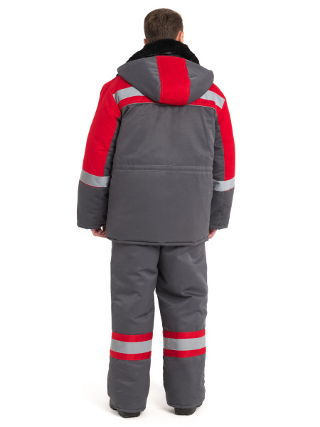 Костюм утеплённый "НОВА" куртка+п/к, цв. СЕР./красный