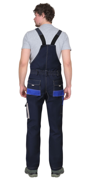 Полукомбинезон "ДВИН" синий с васильковым и молочной отделкой