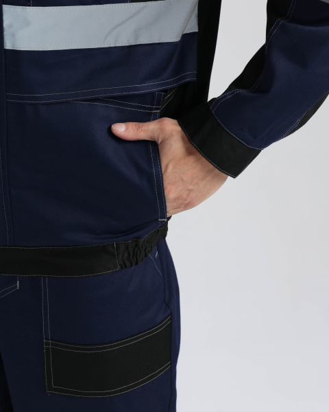 Костюм Виват-2 Премиум UZ (тк.Смесовая,240) п/к, т.синий/черный/васильковый