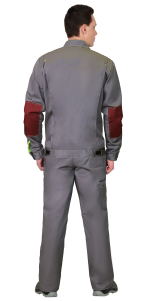 Костюм ФАВОРИТ куртка, брюки серый с бордовым, 35% ХБ 65% ПЭ